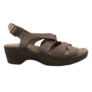 TaraM Women's Size 9 Claire Brown Leather Open Toe Strappy Buckle Sandals Heeled